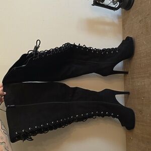 Open Toe Lace-Up Over the knee Platform Boot